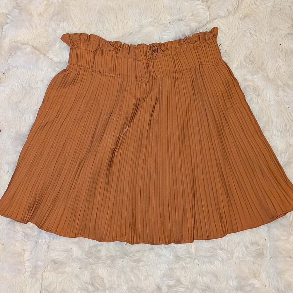 Haute Monde Terracotta Pleated Mini Skirt